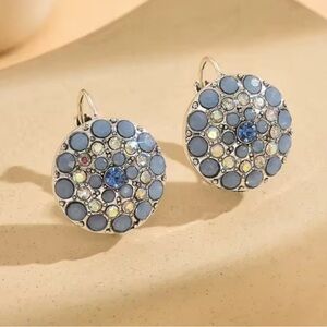 Vintage Light Blue Mosaic Crystal Drop Earring